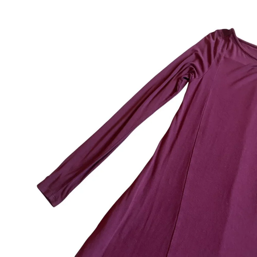 Peruvian Connection Purple Jersey Knit Dress Long Sleeve Flowy Size XS Women's
